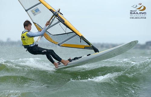 Sam Treharne (AUS)  /  RS:X  class Oceania Leg of the ISAF Sailing World Cup 2012<br />
Sandringham Yacht Club, Victoria <br />
 &copy; Jeff Crow/ Sport the Library http://www.sportlibrary.com.au